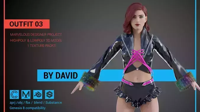 Outfit 03 - Marvelous Designer CLO project