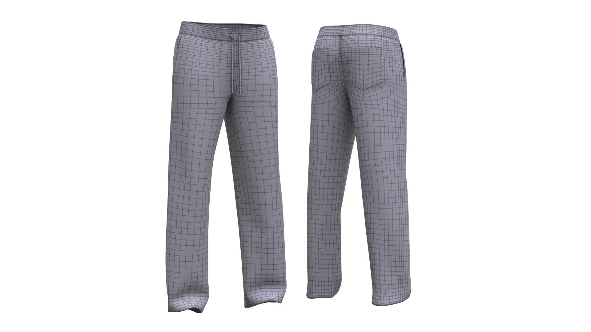 Pants 9  Low-poly 3D model_6