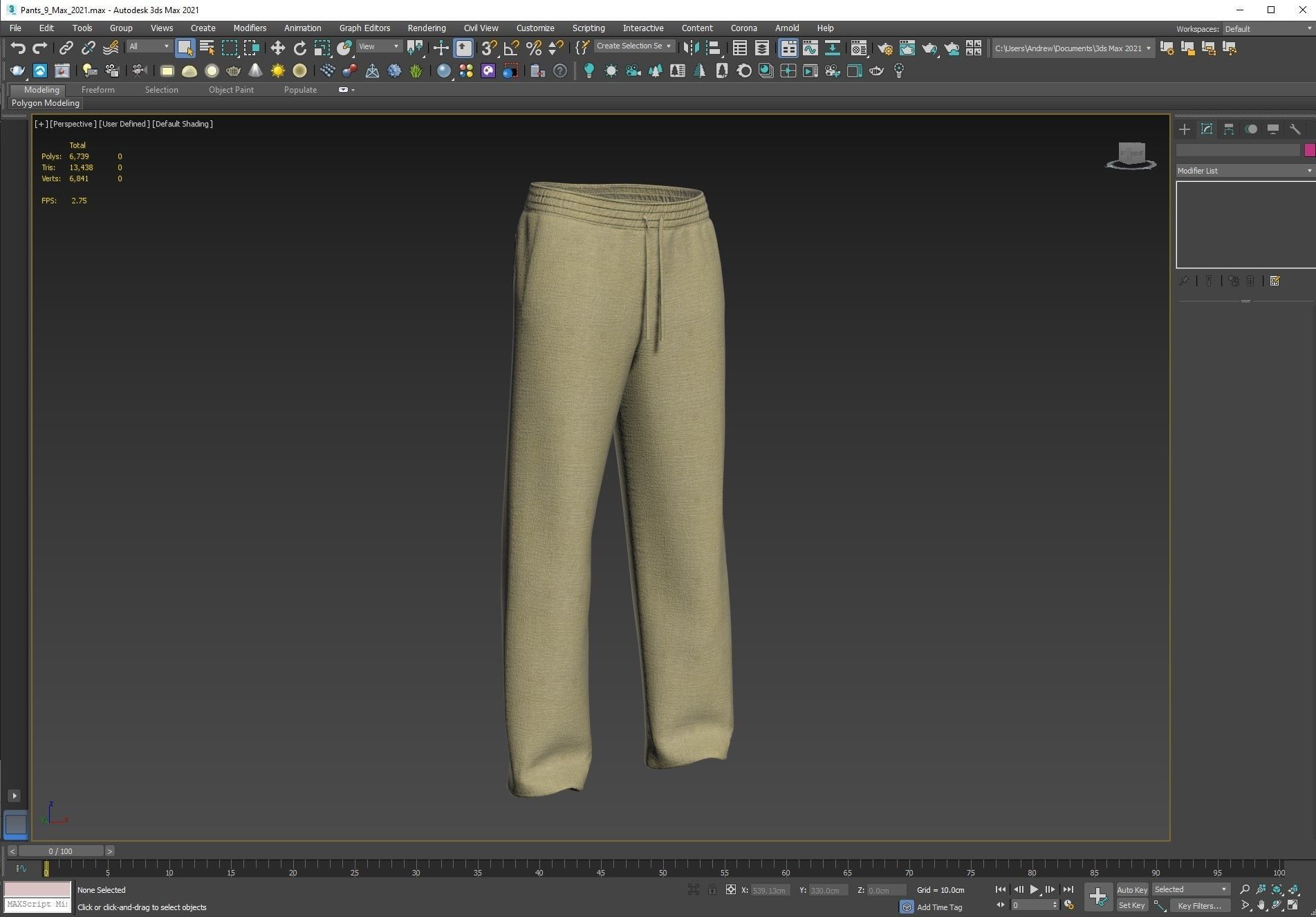 Pants 9  Low-poly 3D model_3