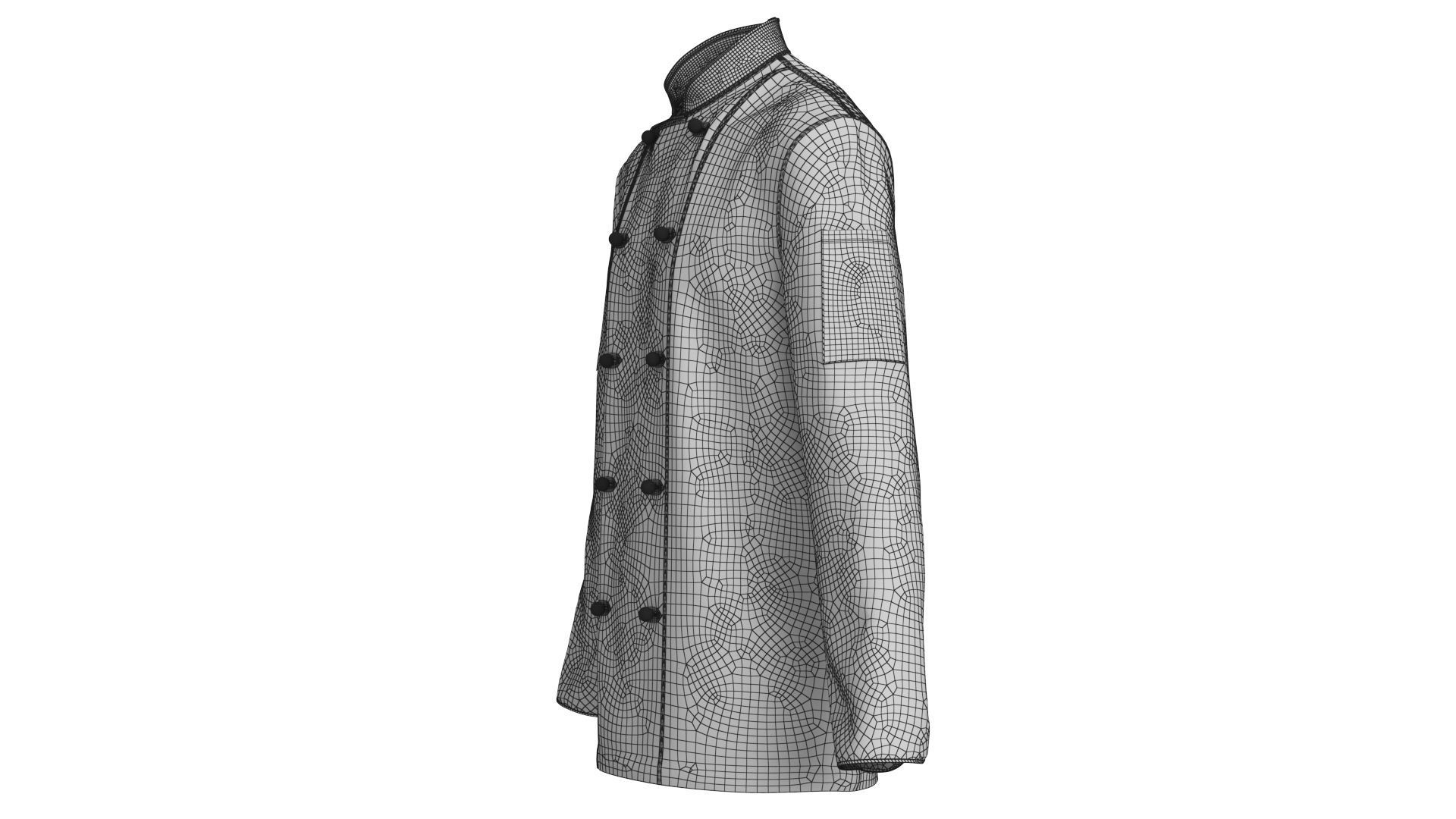 Black Chef Jacket 3D model_10