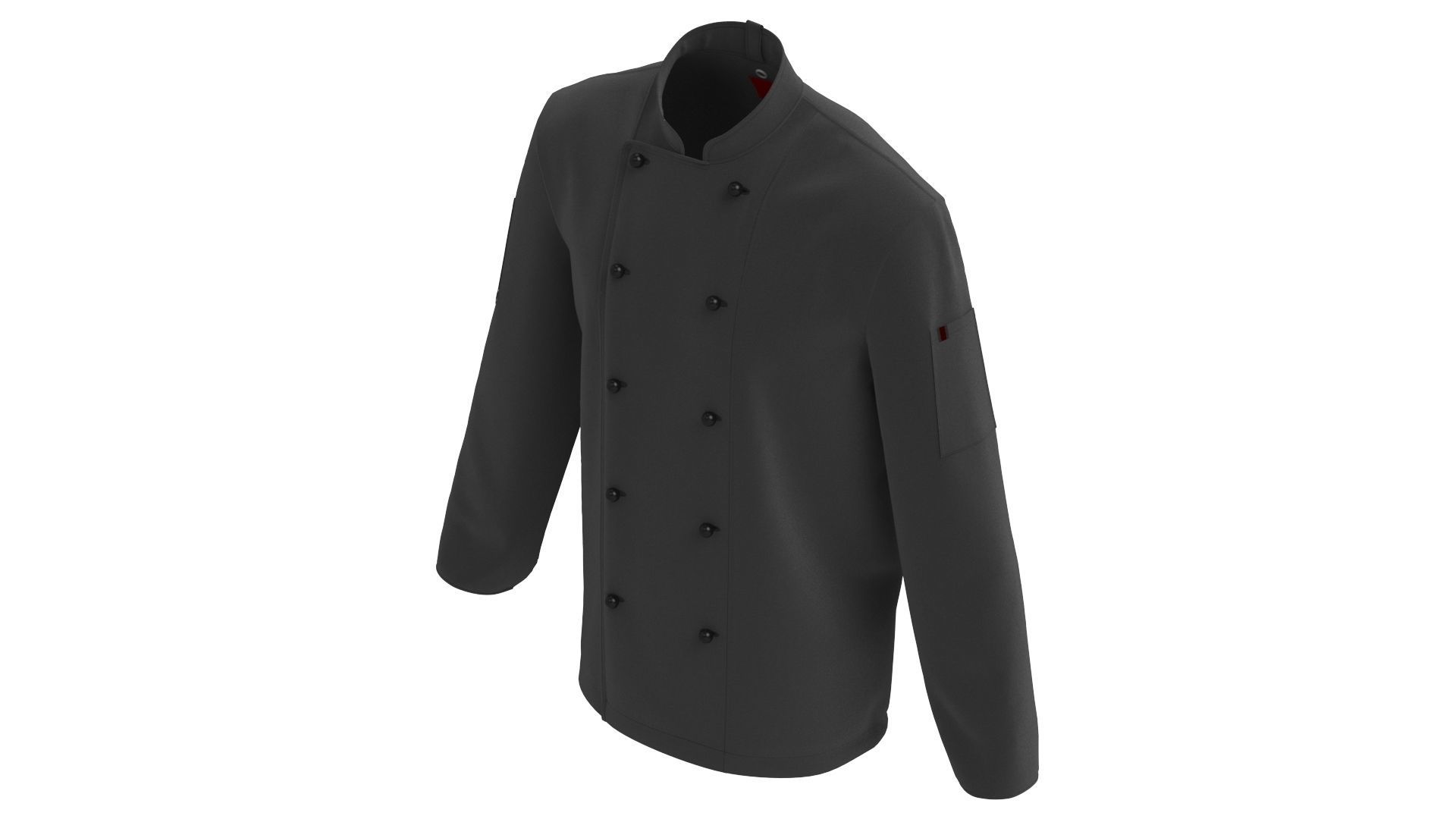 Black Chef Jacket 3D model_5