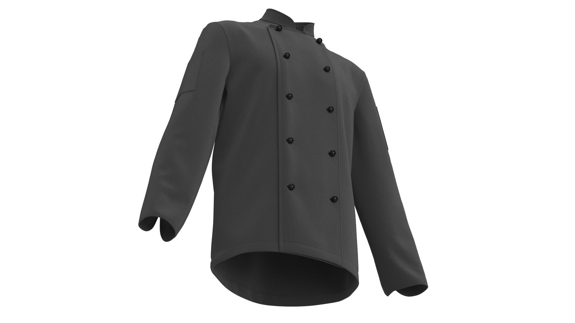 Black Chef Jacket 3D model_7