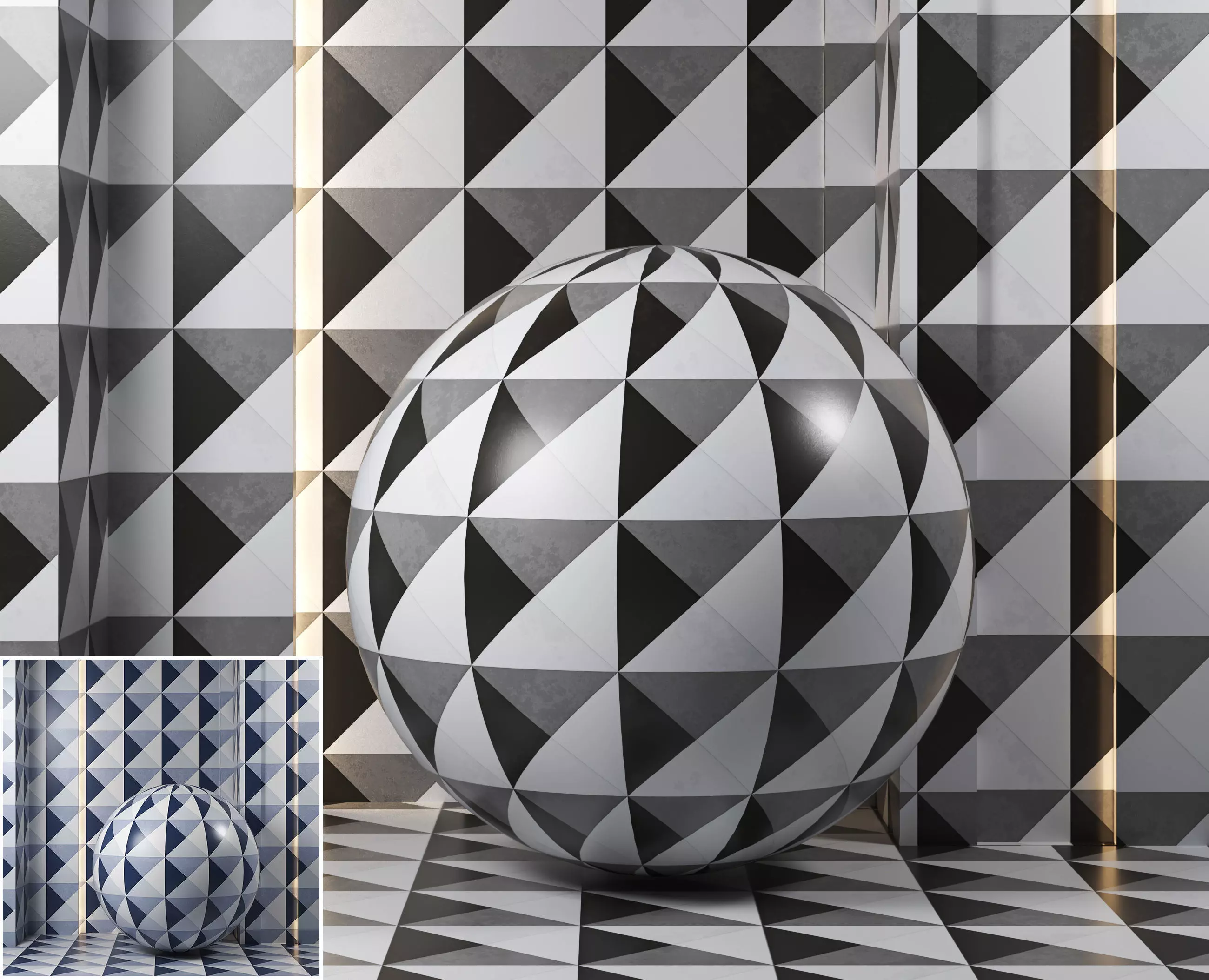 4k - 2color - Art Geo Cement Deco Tiles -Seamless - pbr Texture_0