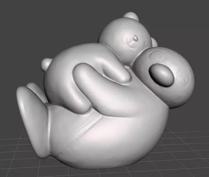 PINGU WITH TEDDY BEAR PVC FIGURE MODEL TOY GASHAPON 3D print model_0