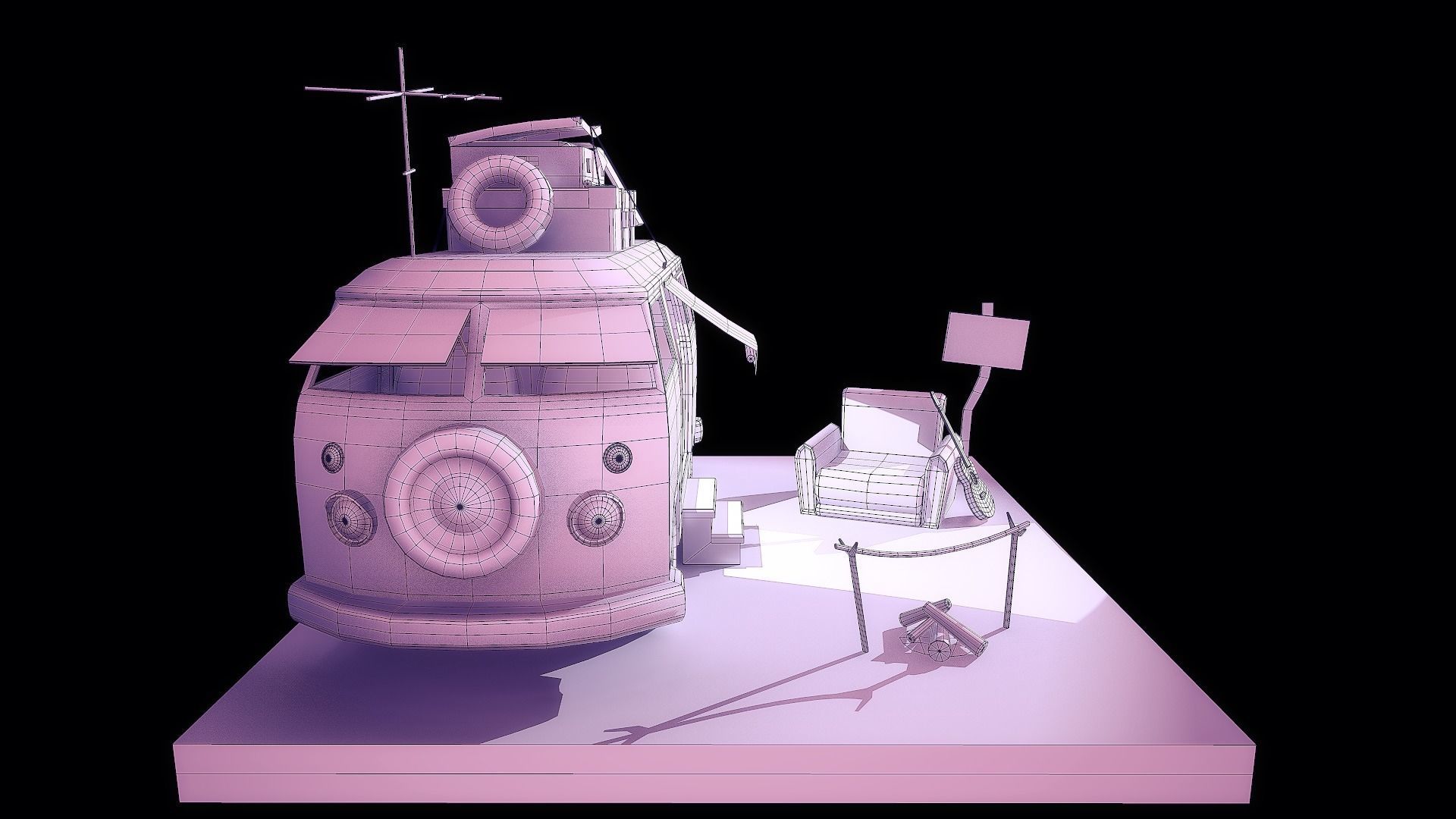 Peace Van Low-poly 3D model_9