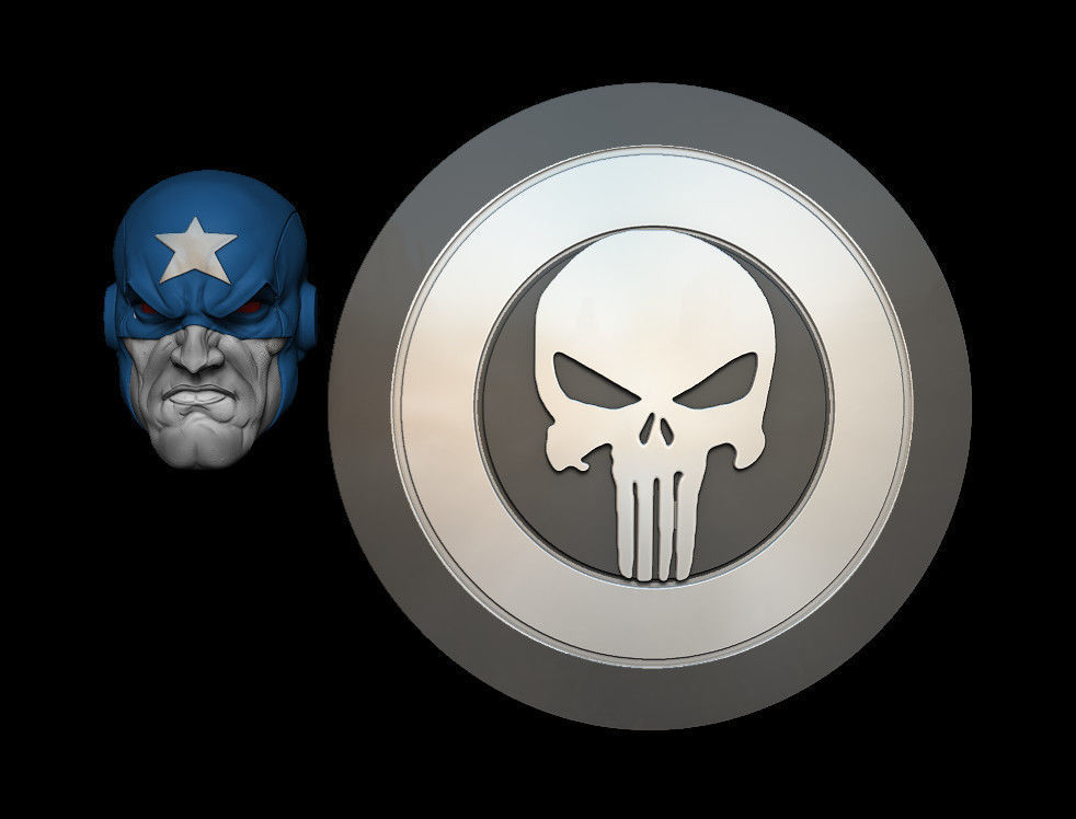 CAPTAIN PUNISHER AND SHIELD 3D model_3