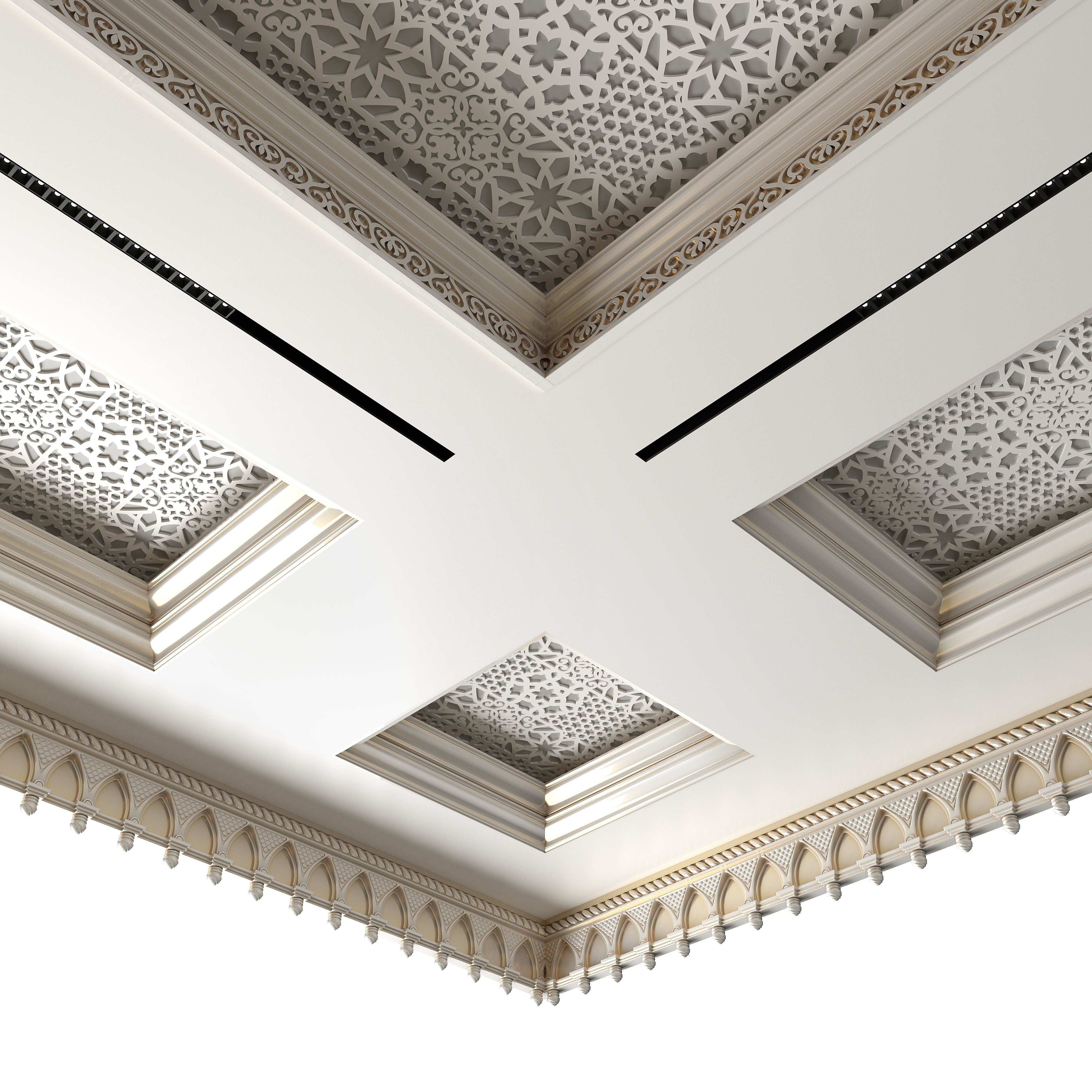 White Ceiling In Oriental Style 5x5 3D model_2