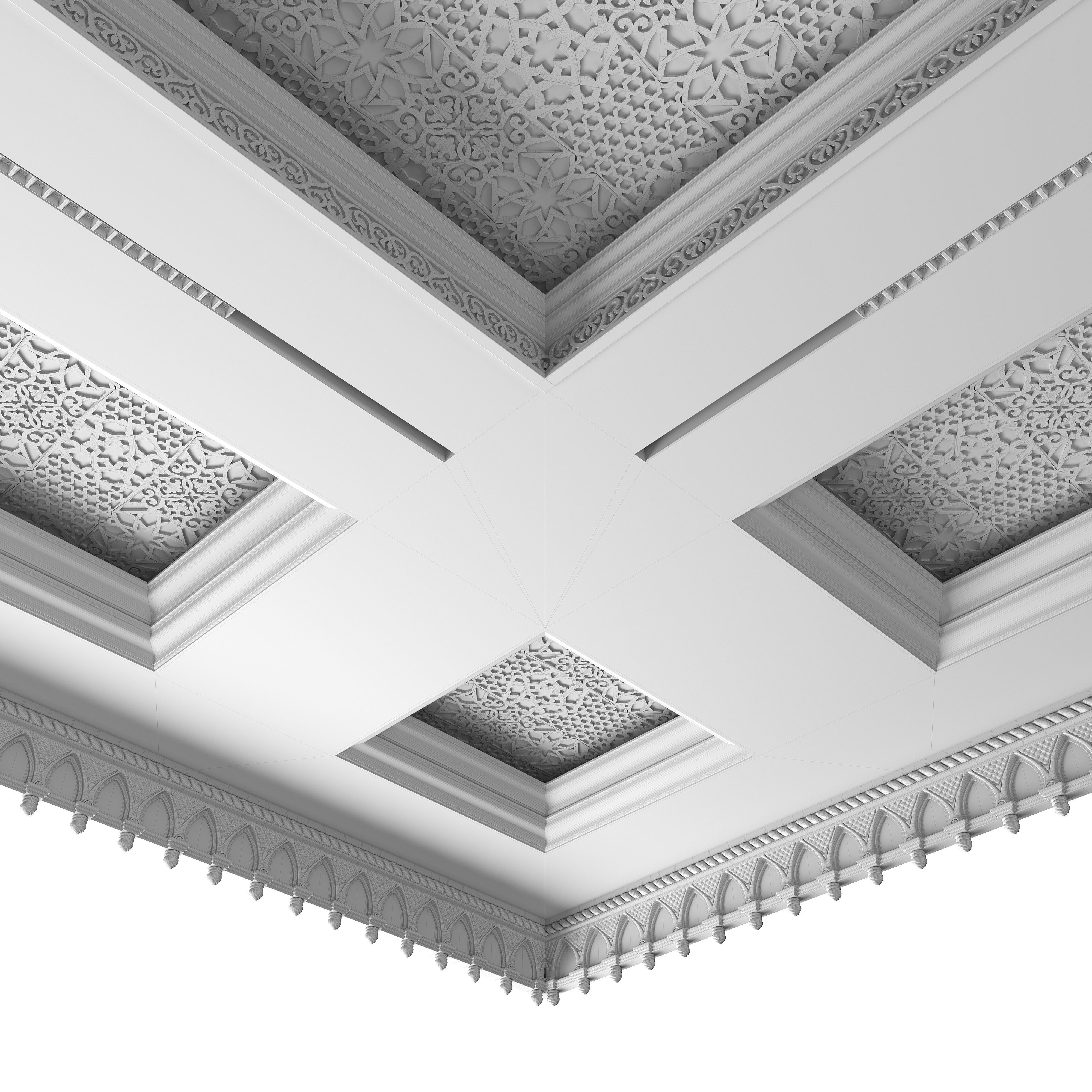 White Ceiling In Oriental Style 5x5 3D model_5