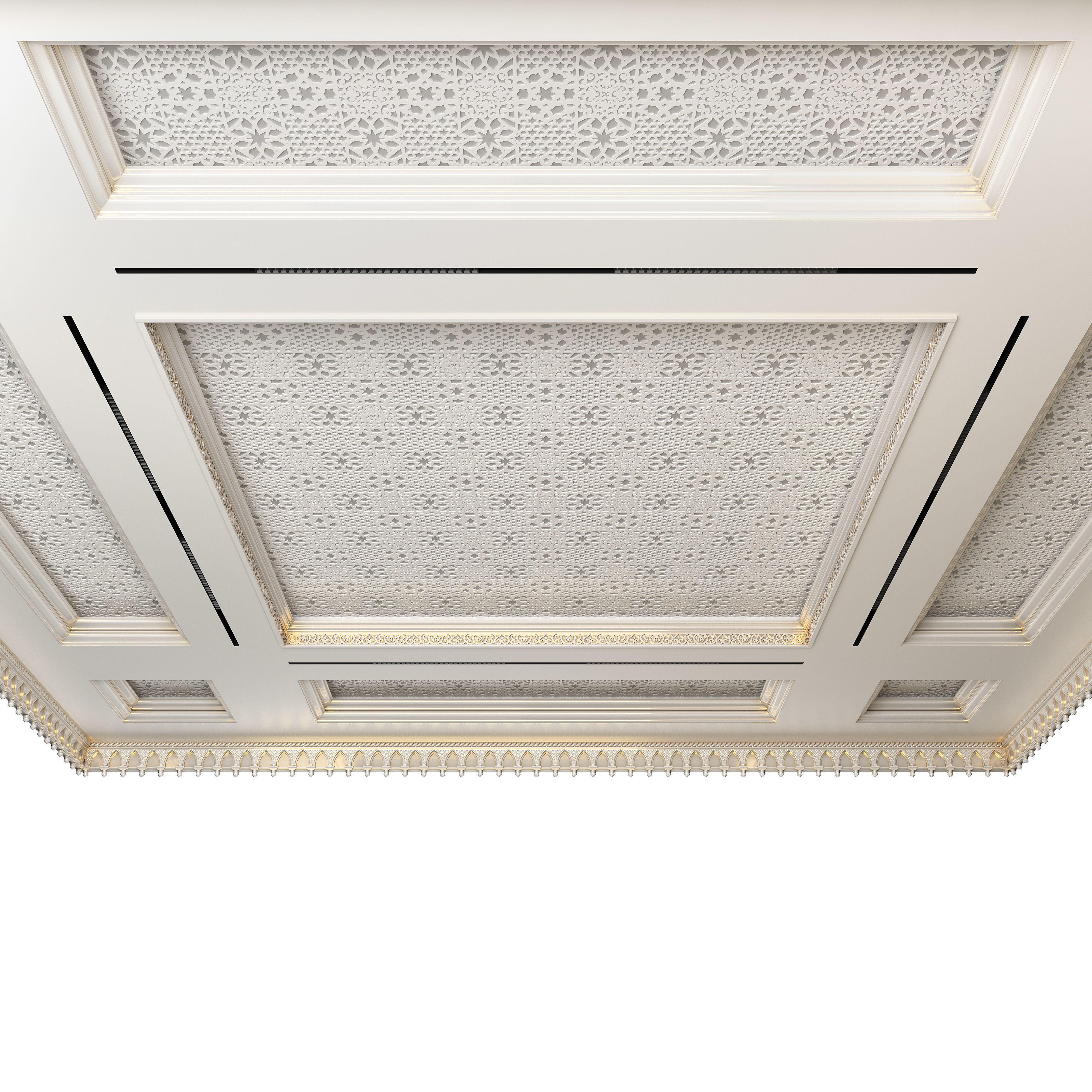 White Ceiling In Oriental Style 5x5 3D model_3