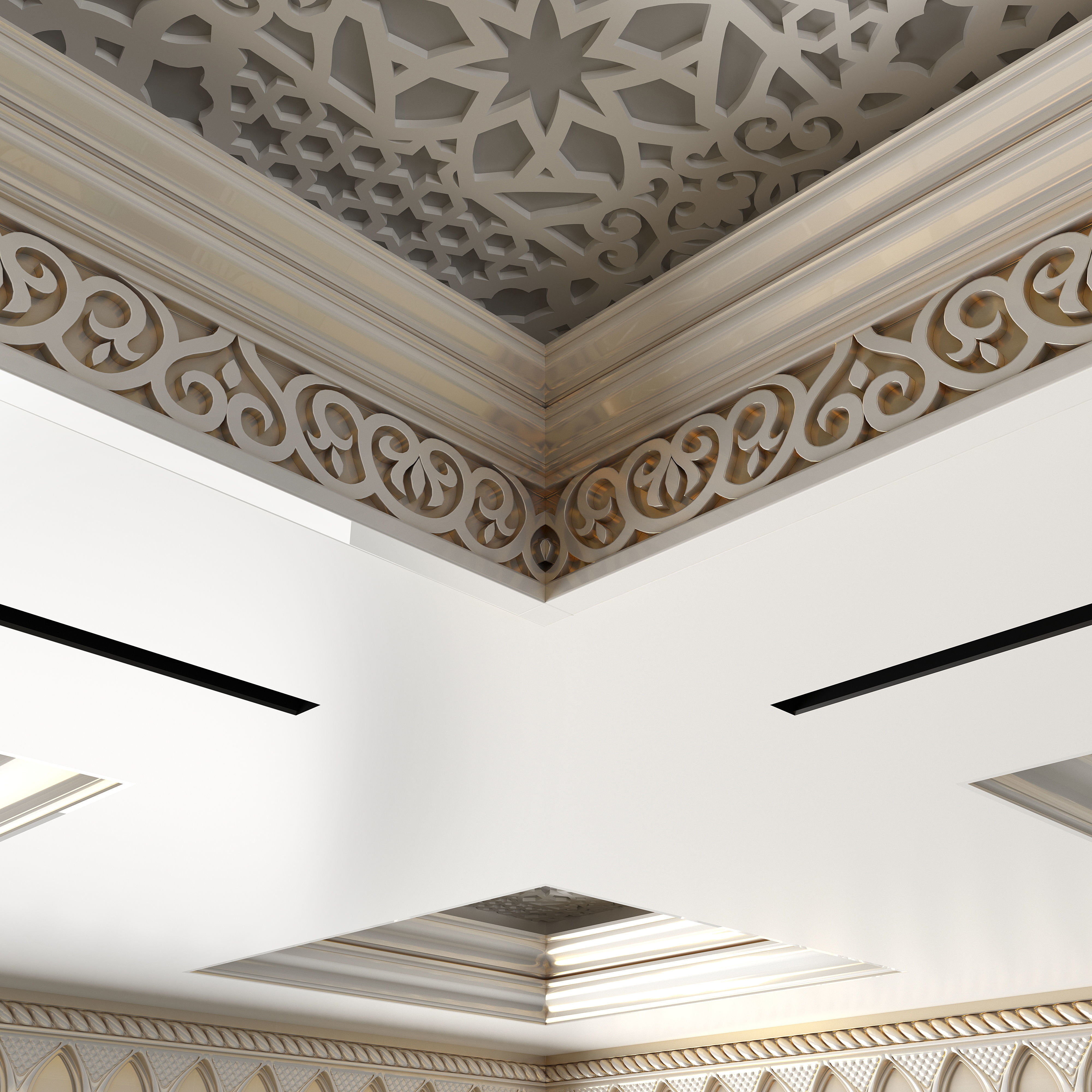 White Ceiling In Oriental Style 5x5 3D model_4