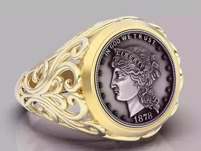  1879-S Morgan Silver Dollar Coin printable jewelry Ring
