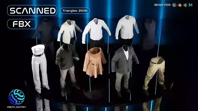 3D Scanned and Optimised - 10 Casual Clothing Pack - 2