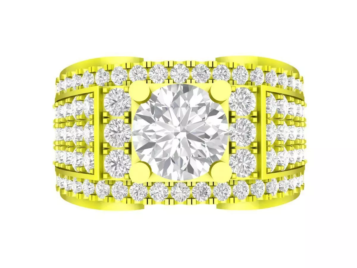 Multi Row Pave Diamond Statement Ring 3D Jewelry Model 7089 3D print model