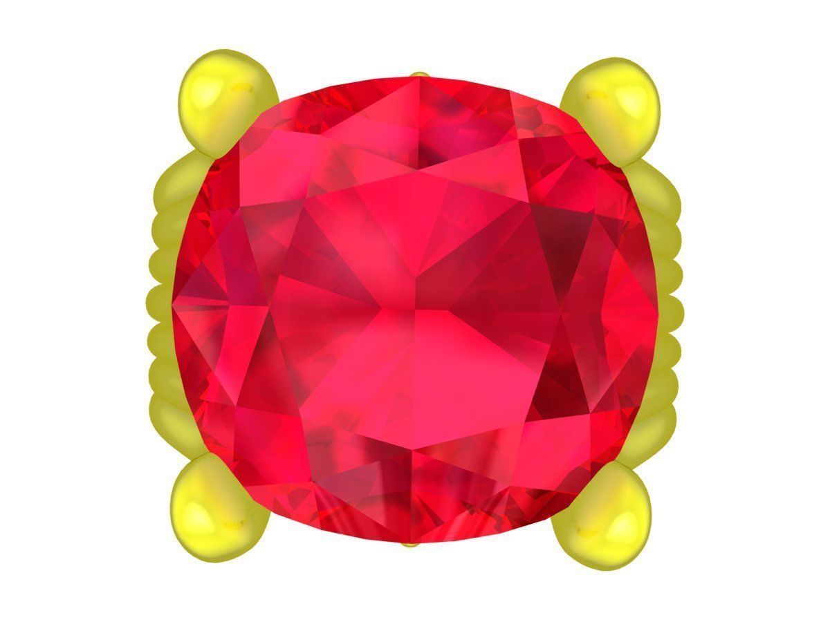 A7199 Cushion Diamond Vintage Solitaire Women Ring 3D Model 3D print model_2