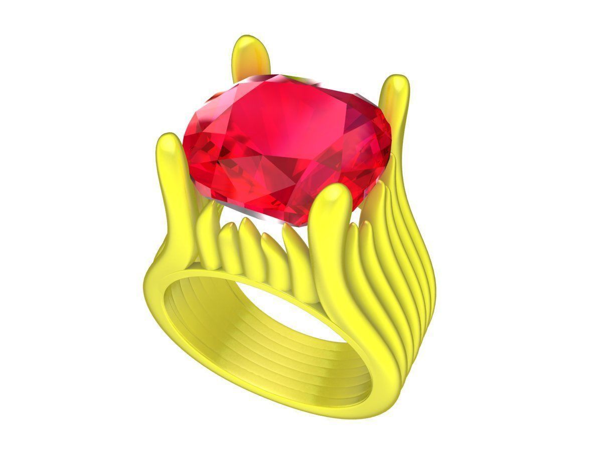 A7199 Cushion Diamond Vintage Solitaire Women Ring 3D Model 3D print model_1