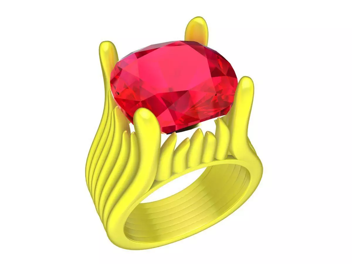 A7199 Cushion Diamond Vintage Solitaire Women Ring 3D Model 3D print model_0