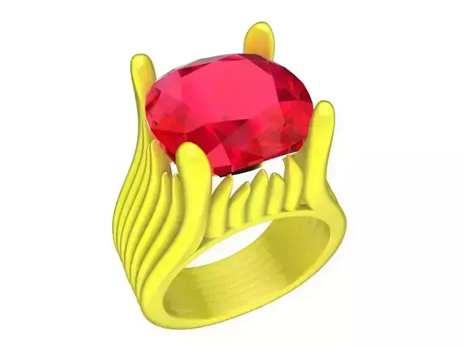 A7199 Cushion Diamond Vintage Solitaire Women Ring 3D Model