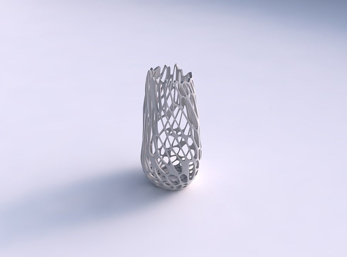 Bottom wide vase helix with cracked and twisted organic lattice 3