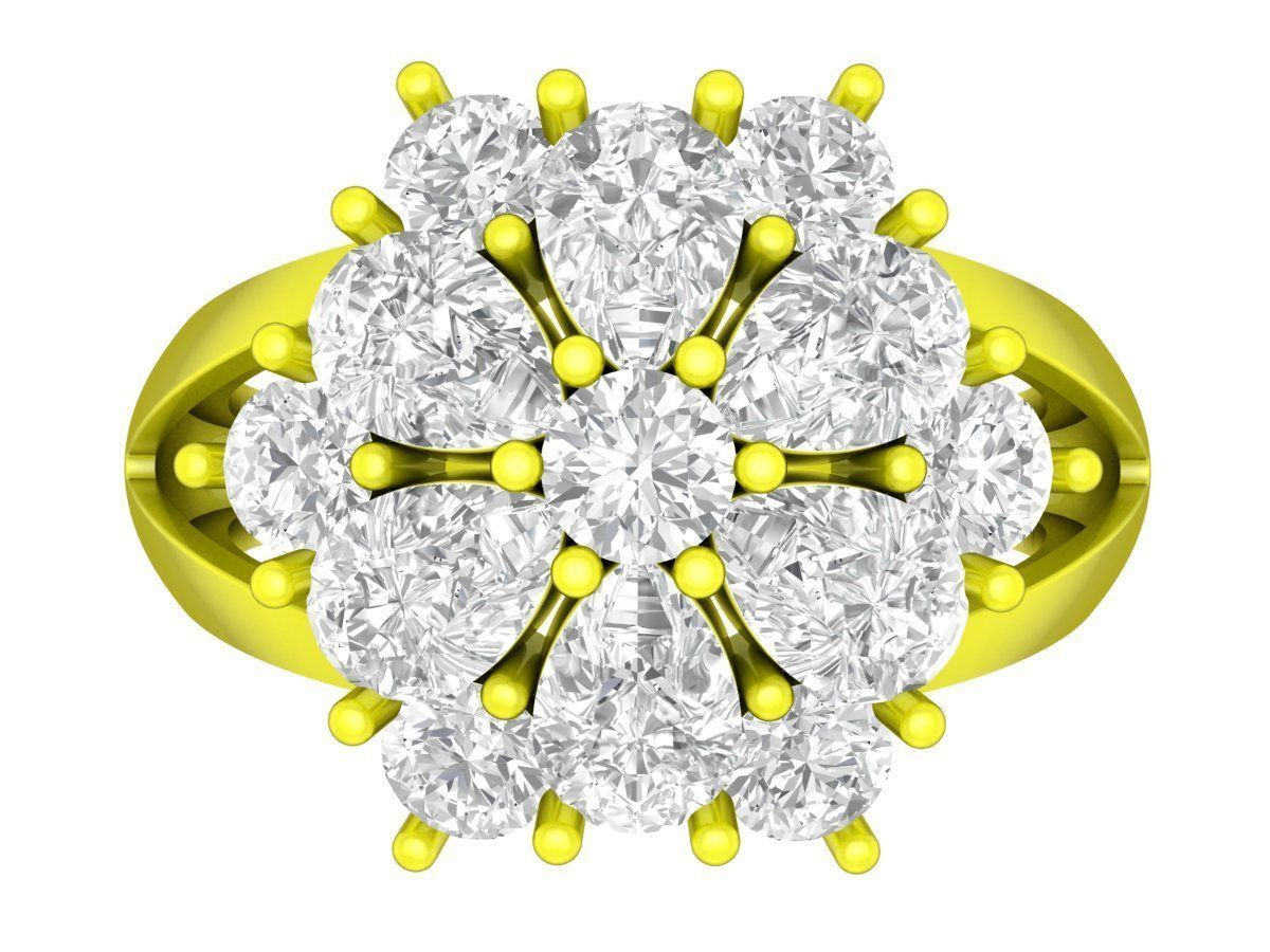 A7203 Flower Fashion Diamond Women Ring 3D Model 3D print model_2