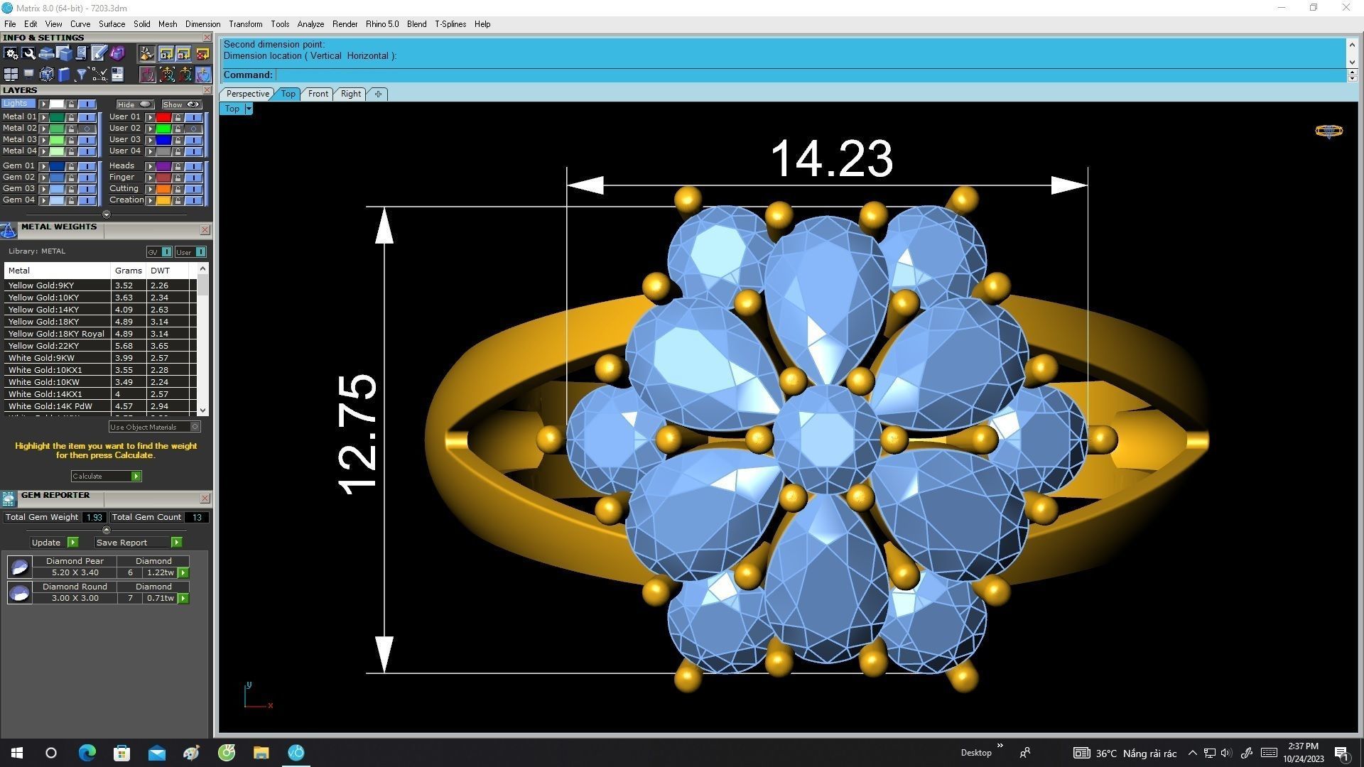 A7203 Flower Fashion Diamond Women Ring 3D Model 3D print model_5