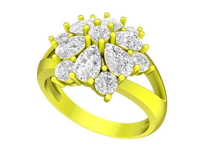 7203 Flower Fashion Diamond Women Ring  3D print model