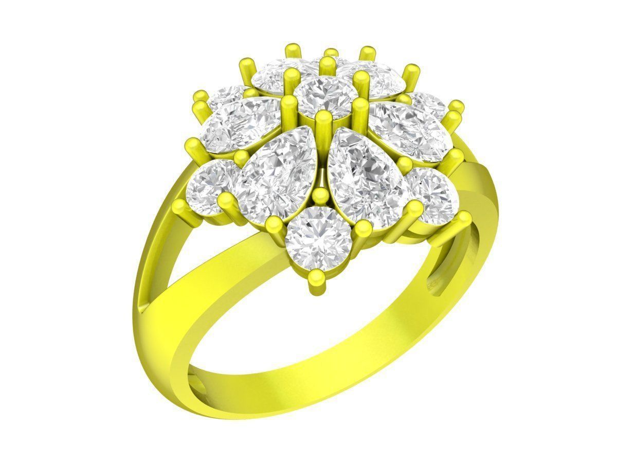 A7203 Flower Fashion Diamond Women Ring 3D Model 3D print model_1