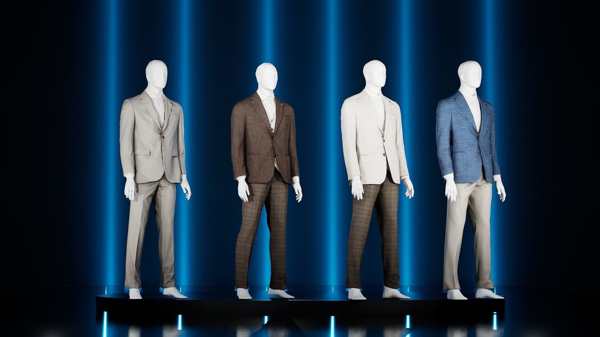 3D Scanned and Optimised - 8 Suit with Mannequin Pack 3D model_3