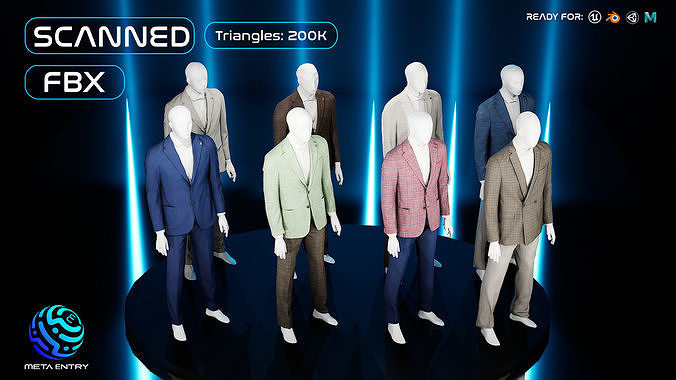 3D Scanned and Optimised - 8 Suit with Mannequin Pack 3D model