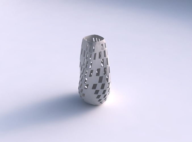 Bottom wide vase helix with checker grid lattice 2 3D print model