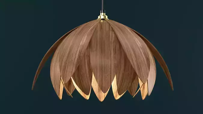 Flower-shaped wooden hanging lamp