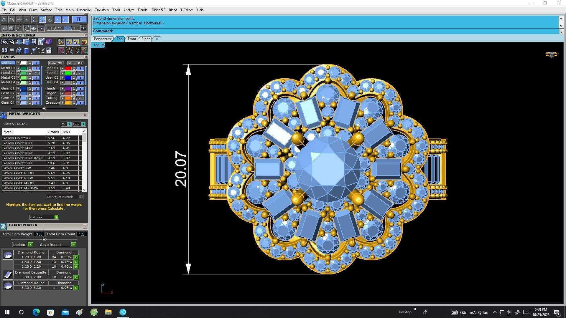 A7216 Straight Baguette Diamond Flower Engagement Ring 3D Model 3D print model_5