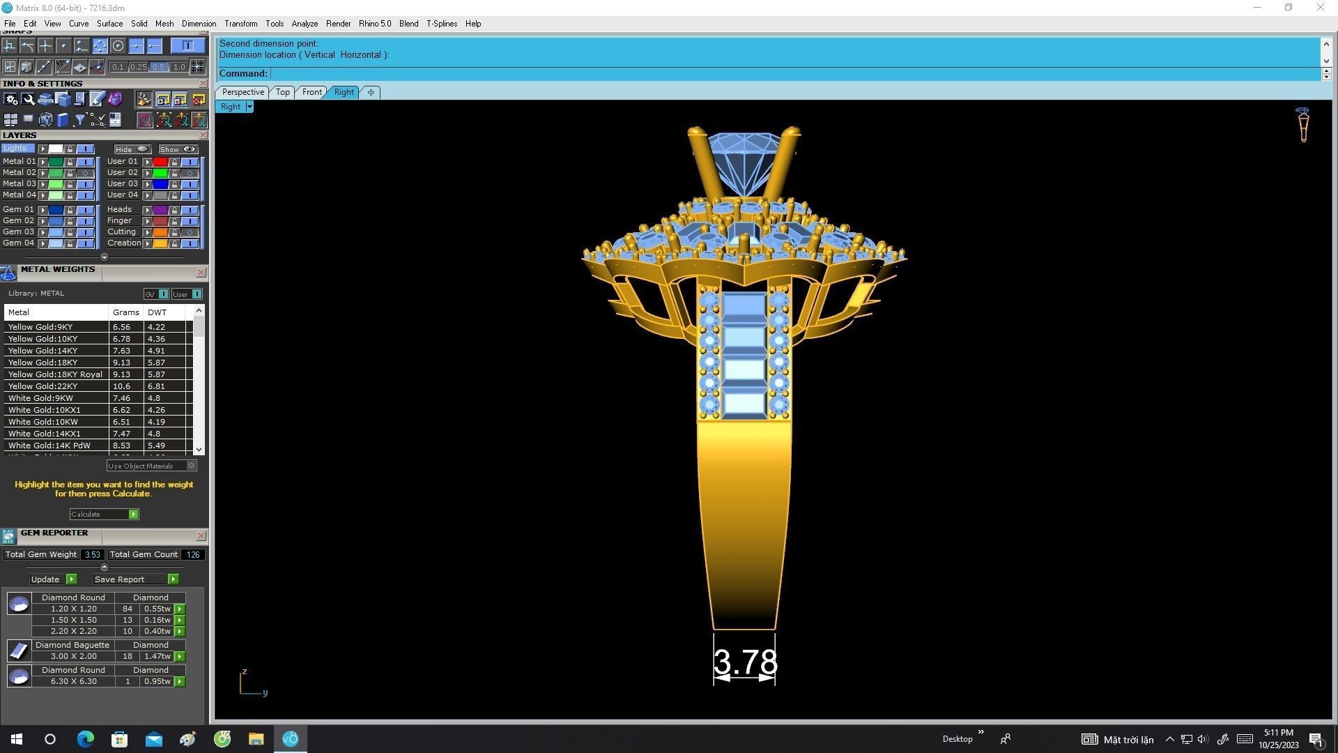 A7216 Straight Baguette Diamond Flower Engagement Ring 3D Model 3D print model_7