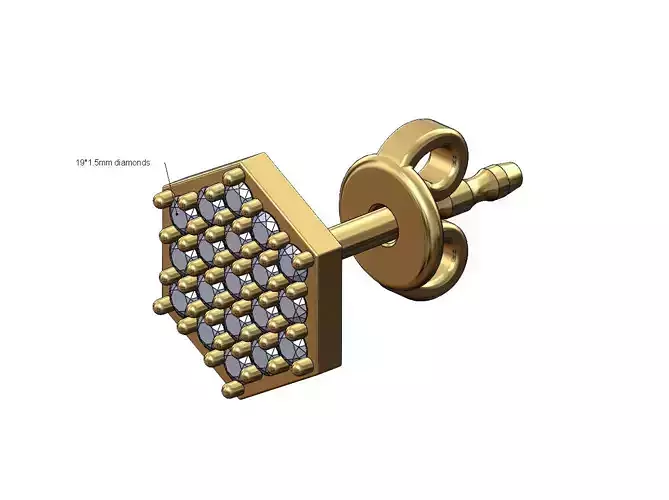 Diamond hexagonal stud earring