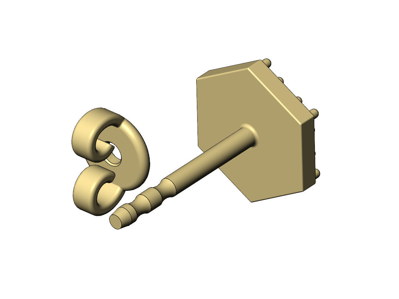 Diamond hexagonal stud earring 3D print model_10