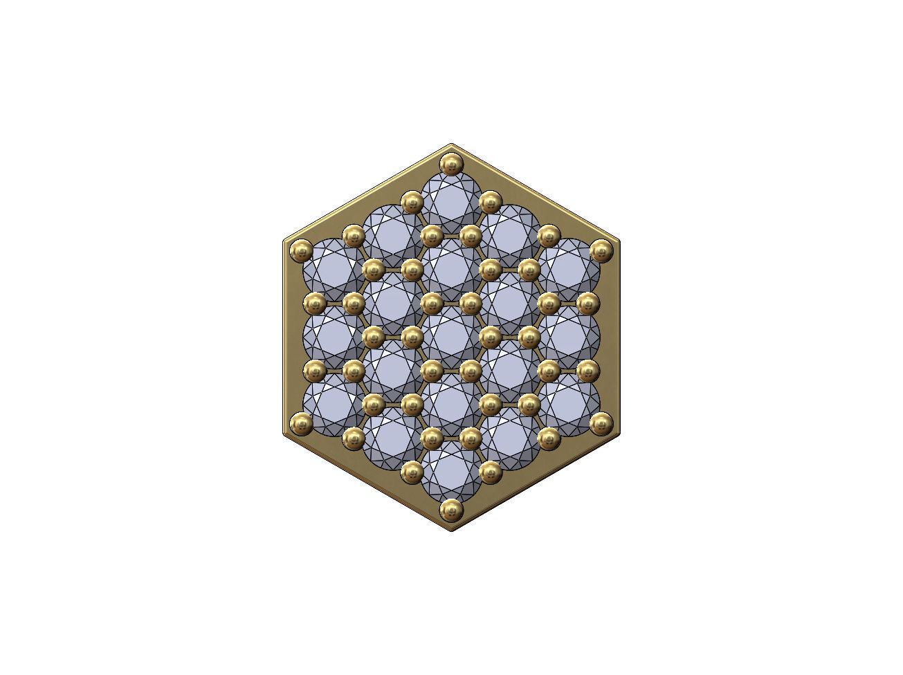 Diamond hexagonal stud earring 3D print model_1