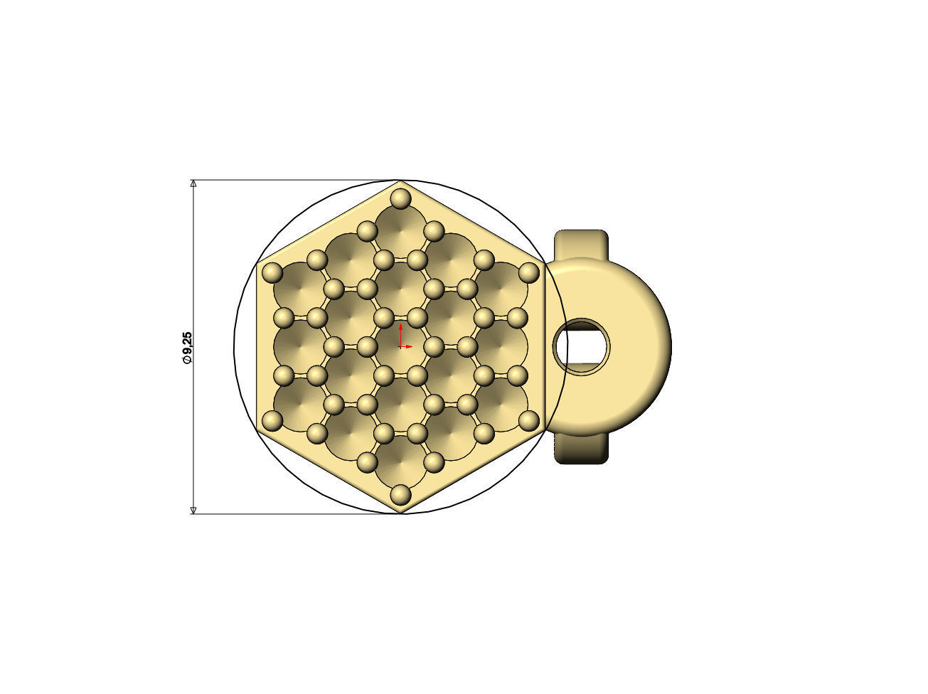 Diamond hexagonal stud earring 3D print model_6