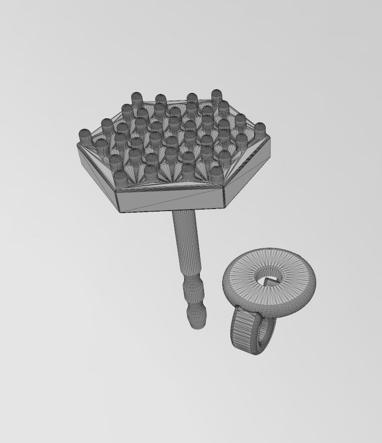 Diamond hexagonal stud earring 3D print model_12