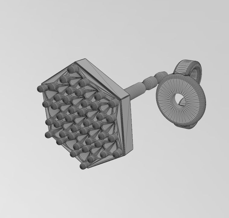 Diamond hexagonal stud earring 3D print model_13
