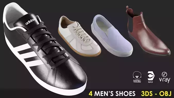 4 Mens Shoes - OBJ 3D model