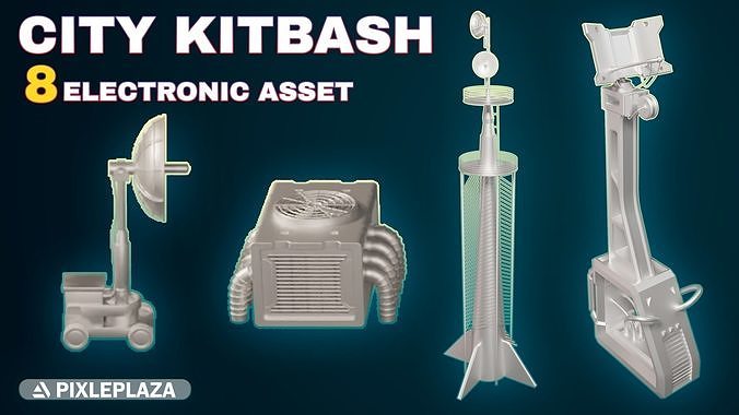 Electronic Devices-cameras-generator-antenna- game ready assets Low-poly 3D model