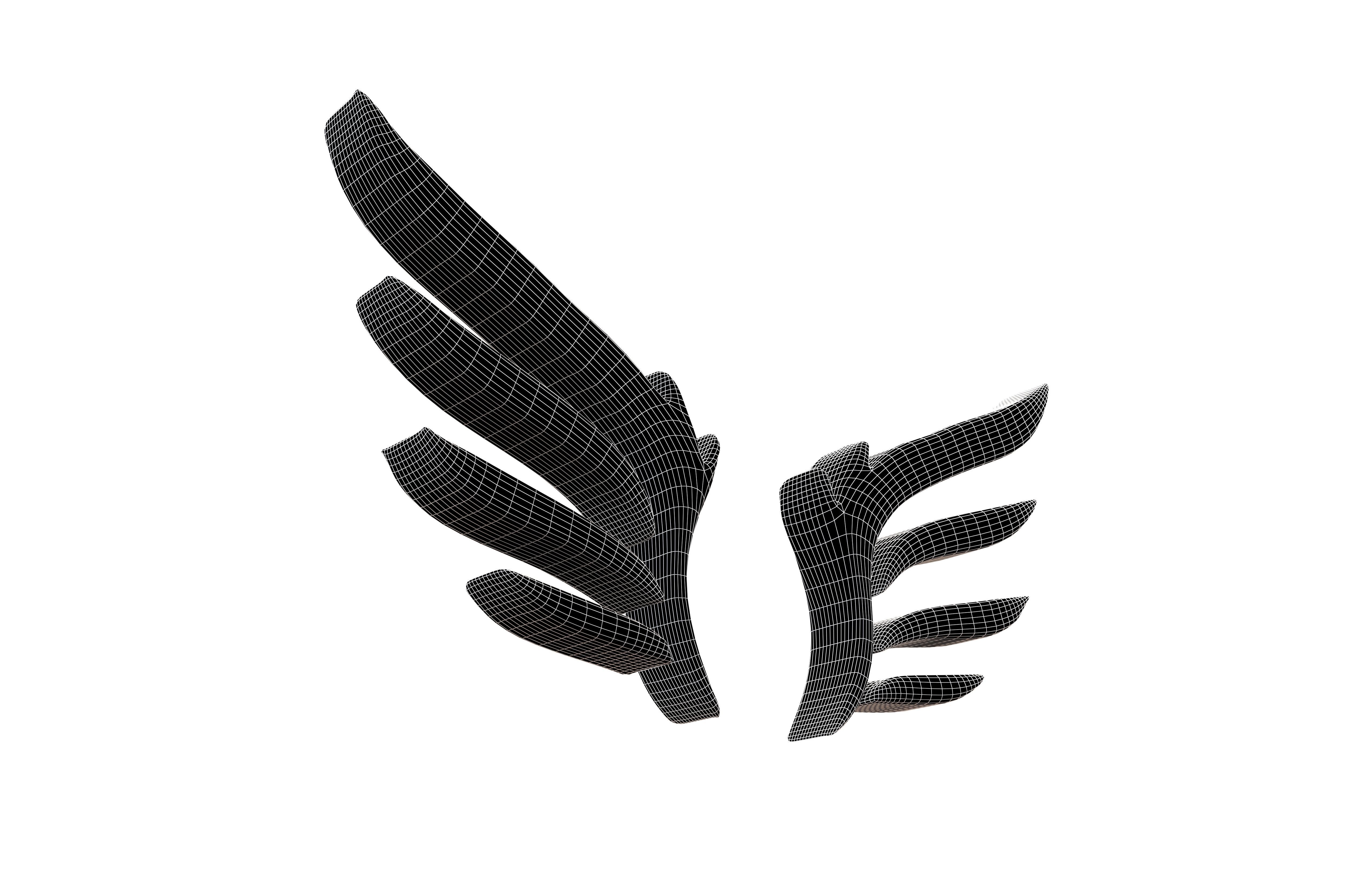 Wing Symbol v11 003 Low-poly 3D model_7