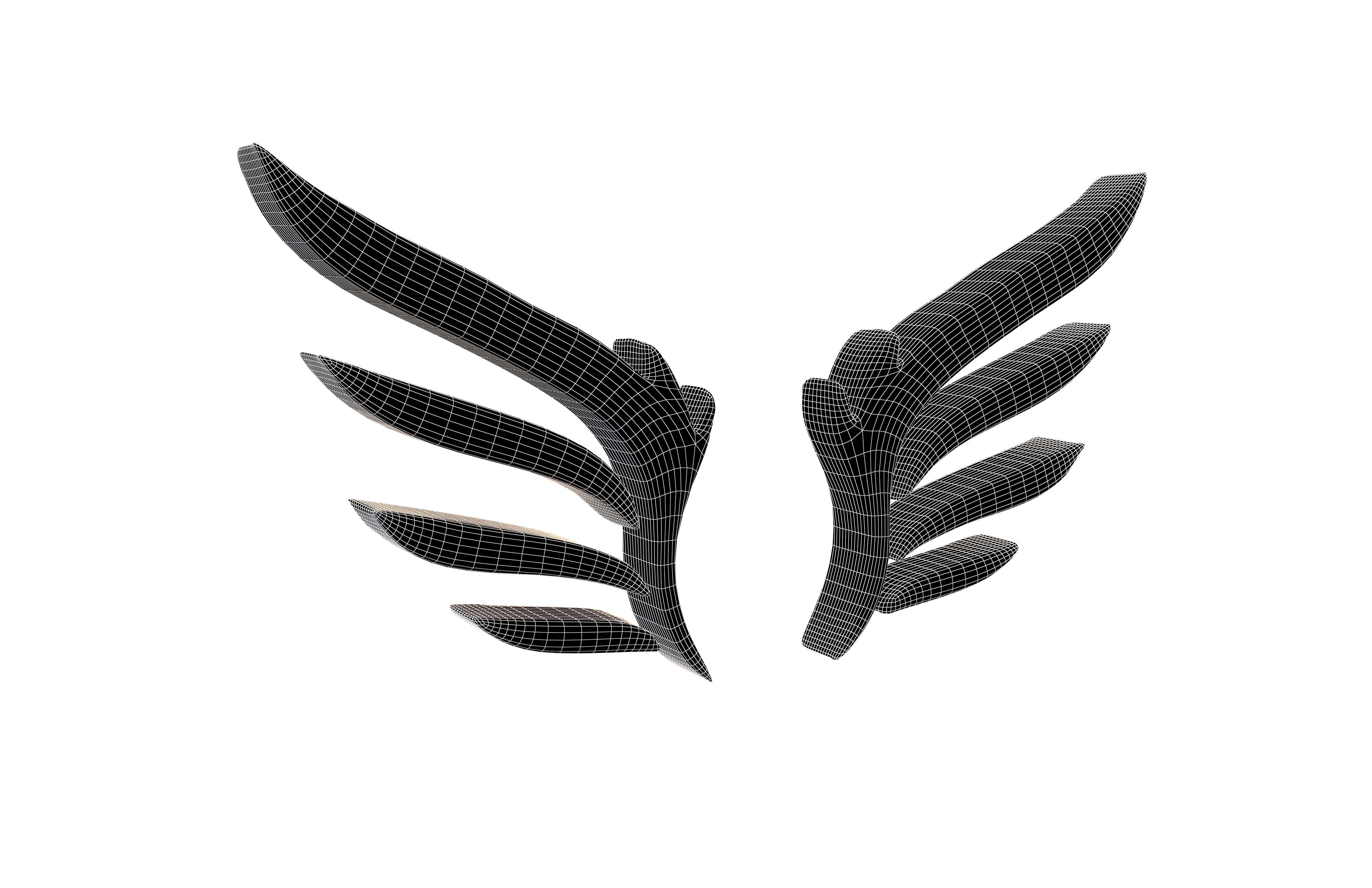 Wing Symbol v11 003 Low-poly 3D model_4