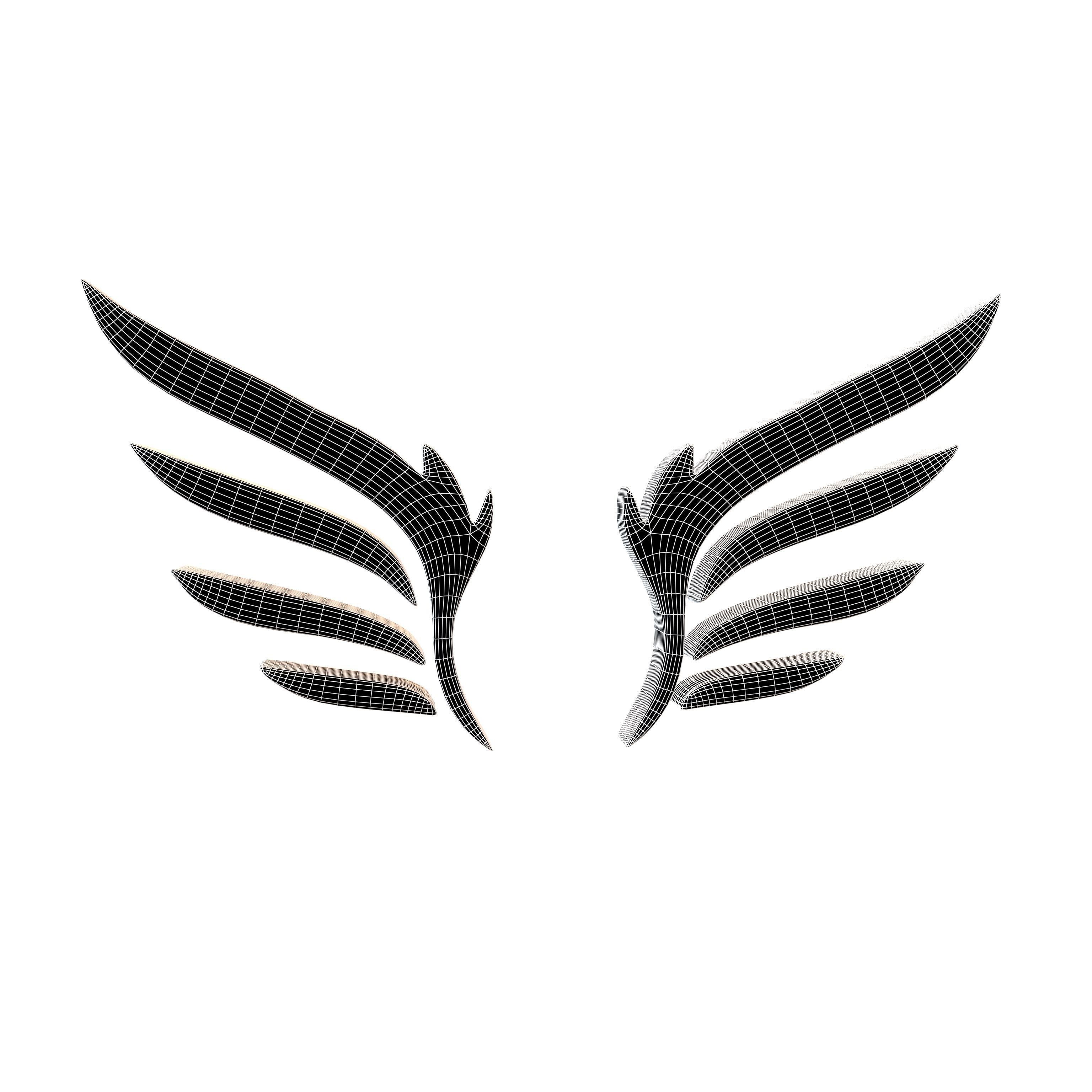 Wing Symbol v11 003 Low-poly 3D model_6