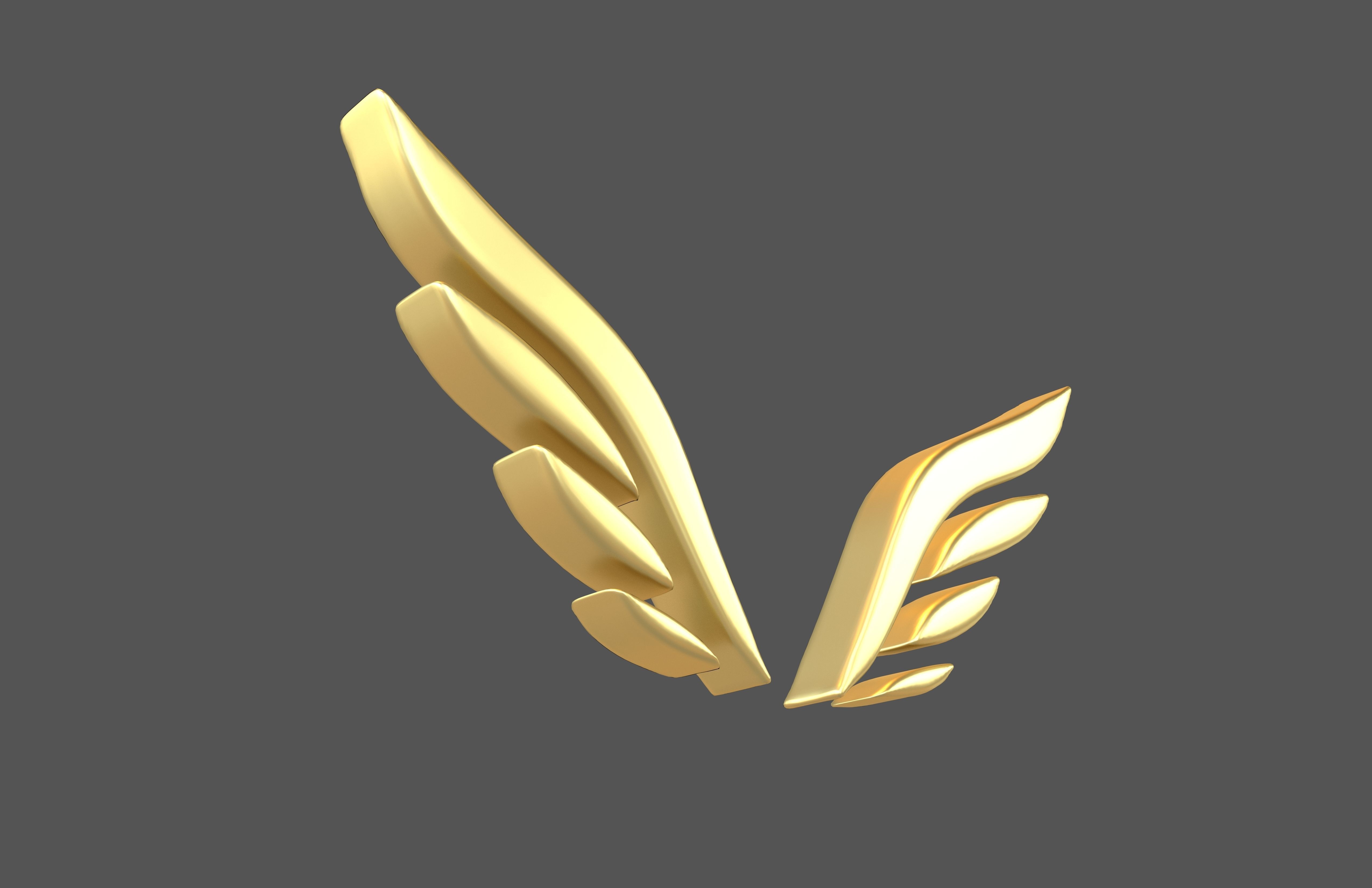 Wing Symbol v12 003 Low-poly 3D model_2