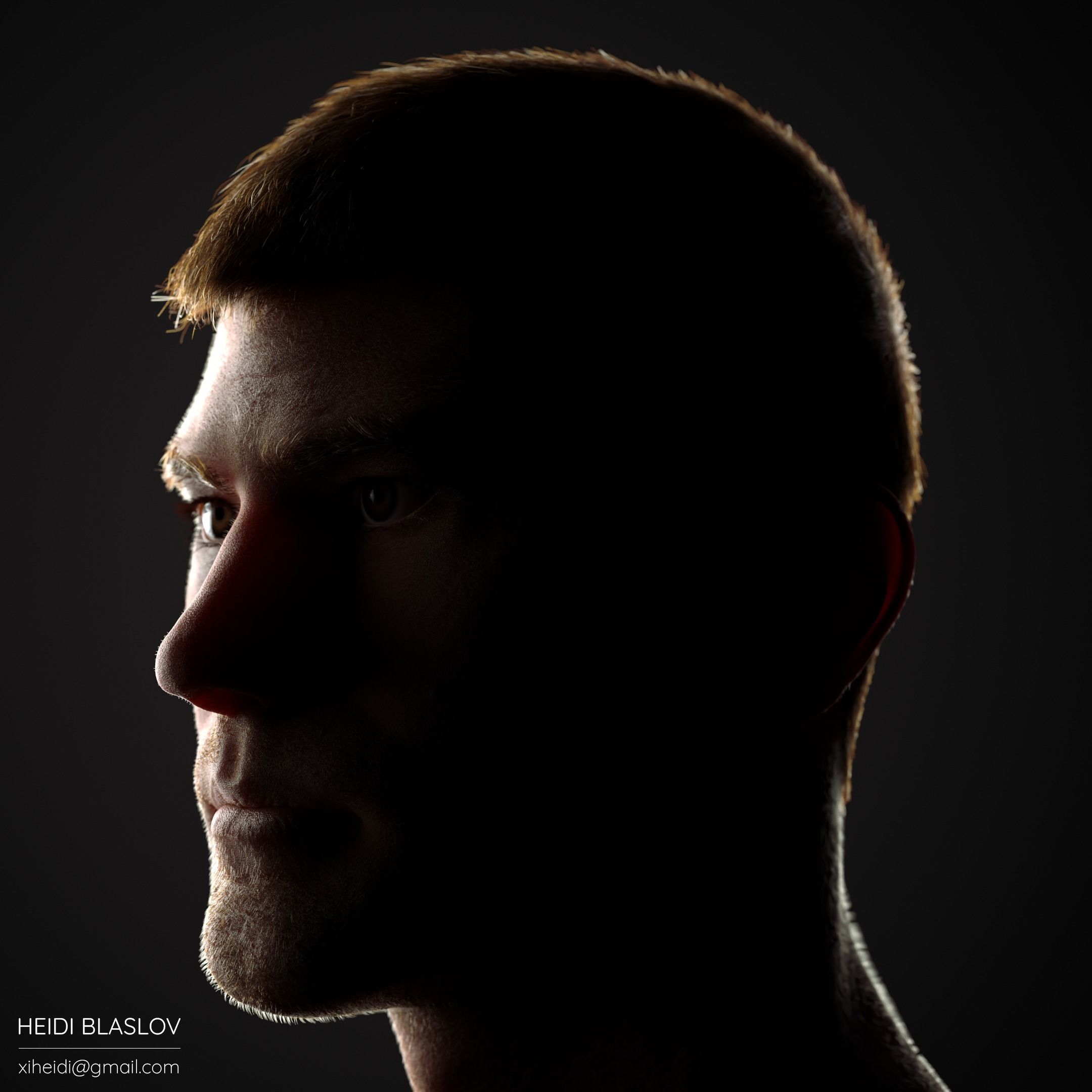 Photo-Realistic Human Male Head Low-poly 3D model_5