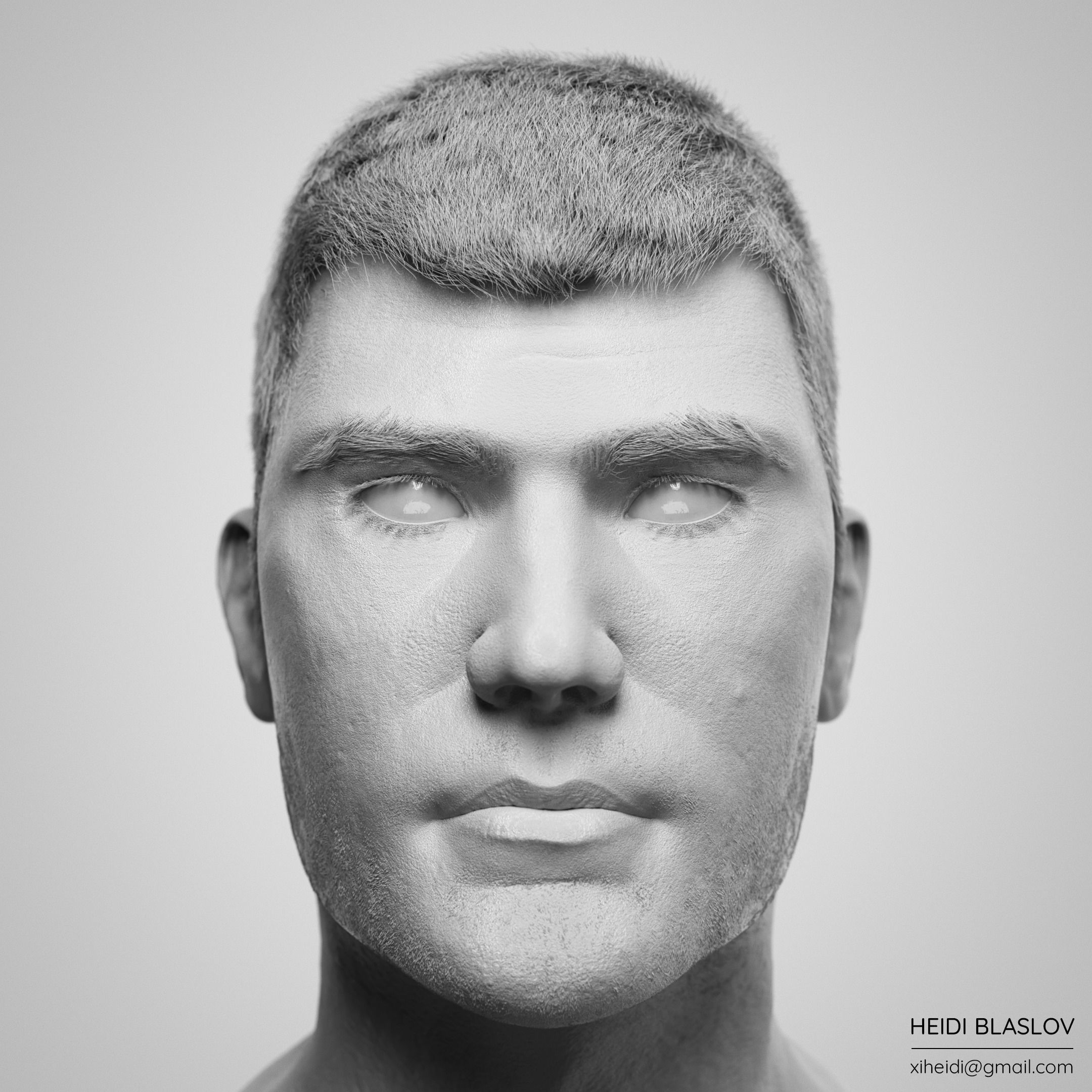 Photo-Realistic Human Male Head Low-poly 3D model_2