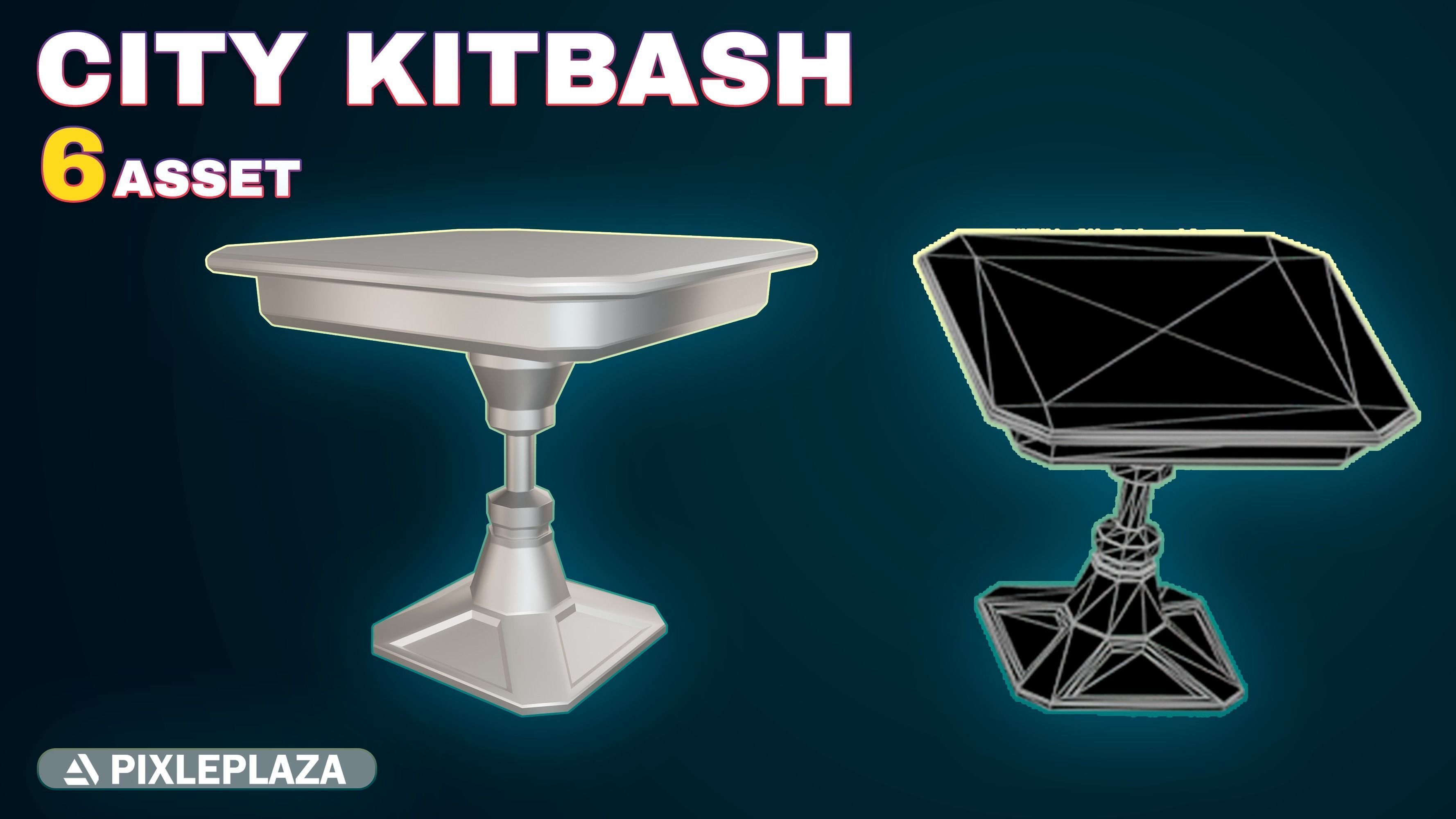 7 Bus Stop collection 3d models - Bus Stations table and chair Low-poly 3D model_2