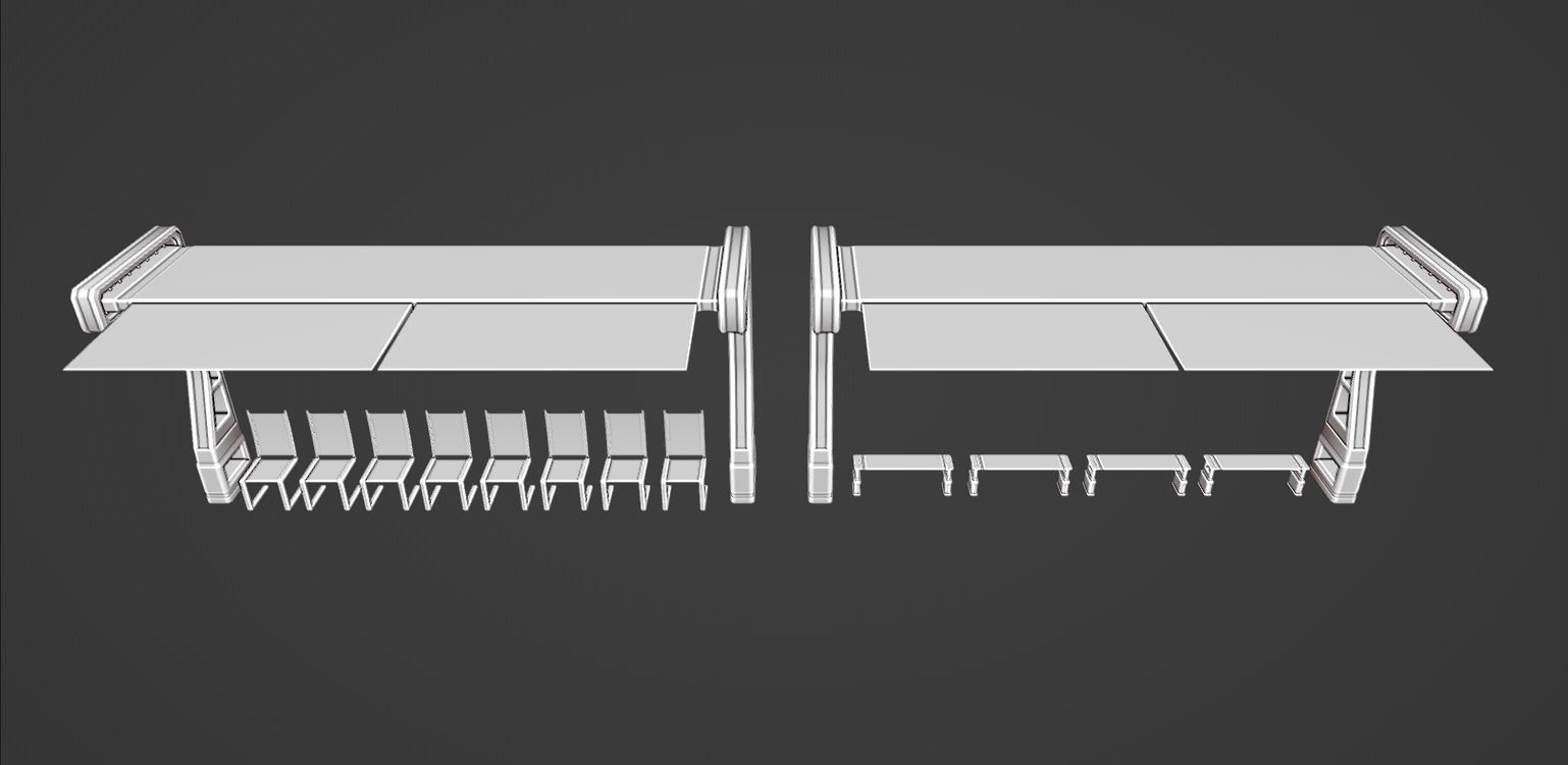 7 Bus Stop collection 3d models - Bus Stations table and chair Low-poly 3D model_11
