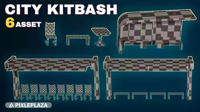 7 Bus Stop collection 3d models - Bus Stations table and chair