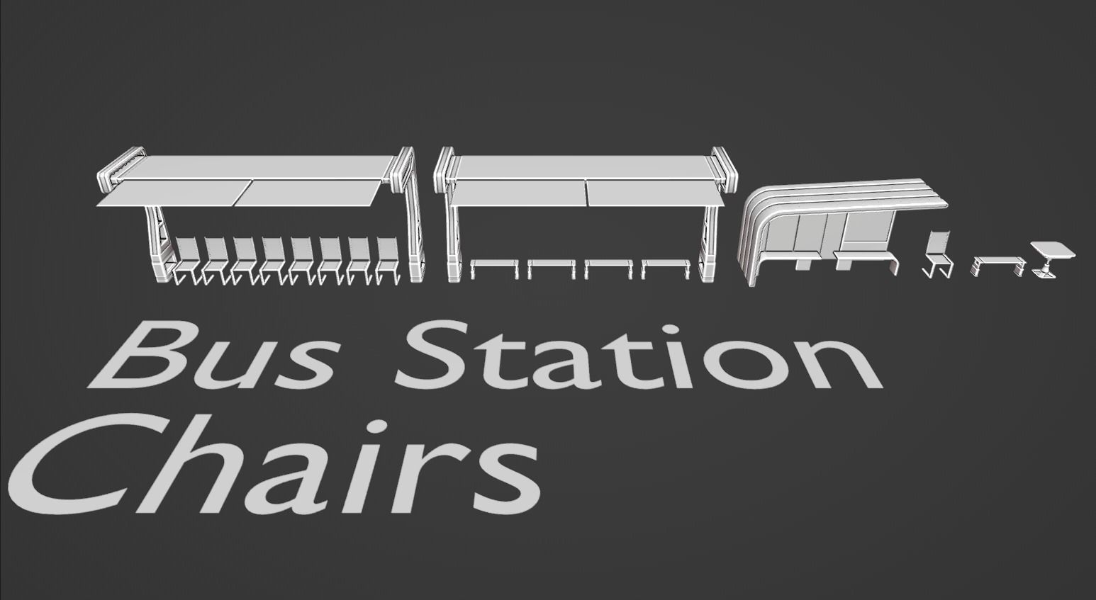 7 Bus Stop collection 3d models - Bus Stations table and chair Low-poly 3D model_10